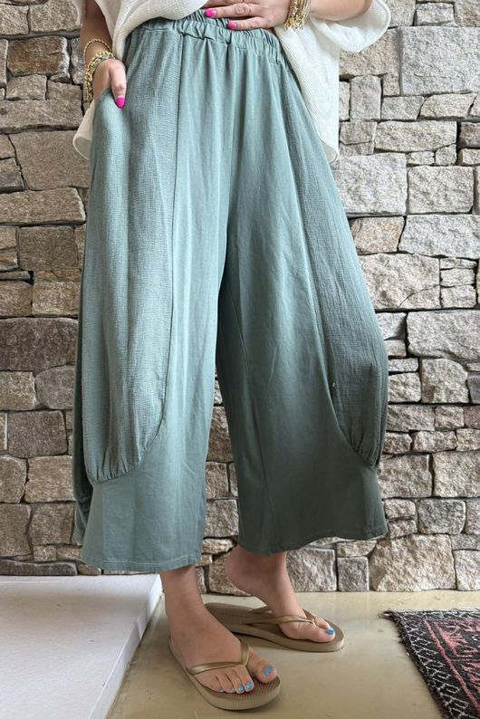 Jo Jo Quirky Hopsack Crop Pant Khaki 